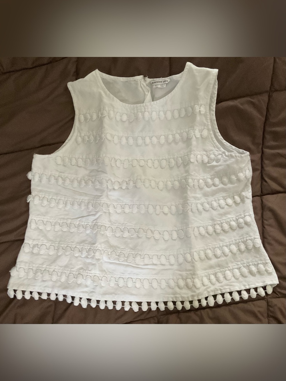 “Appraisal Plus” Linen look sleeveless Top sz 1X, Front is fully lined.